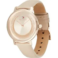 Tommy Hilfiger Damen Armbanduhr Quarz Ø 34 mm Beige Gold Edelstahl Leder 50m wasserdicht 1782602