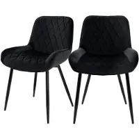 ML-Design 2er Set Esszimmerstühle mit Rücken- und Armlehnen, Schwarz, Samt Sitzfläche, Polsterstuhl mit Metallbeine