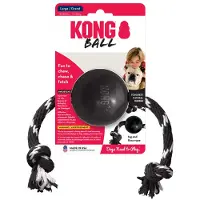 Kong Extreme Ball mit Seil - Large - Schwarz / Weiß