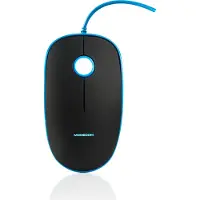 Modecom MC-M111 Computermaus, Schwarz-Blau, USB, 1600 DPI, optischer Sensor, passend für PC und Laptop