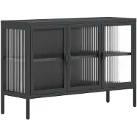 vidaXL Sideboard 35 x 105 x 70 cm Stahl Glas Schwarz Transparent