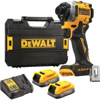 DeWalt Akku-Schlagschrauber 1/4 Zoll XR 18V + 2 Powerstack Akku + Schnellladegerät - DCF850E2T-QW