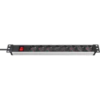 Brennenstuhl Steckdosenleiste Alu-Line 19" 8-fach (Ein- / Ausschalter Kabellänge 2 m) mit Schalter