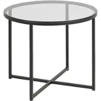Actona Couchtisch GROUP "Conrad, runder Kaffeetisch, Scandi design, B: 55", schwarz, B:55cm H:45cm T:55cm, Tische, Couchtisch, Tischplatte aus gerauchtem Glas, schwarzes Metallgestell, H: 45 cm