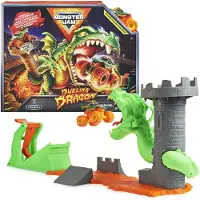 Monster Jam , Dueling Dragon Spielset mit Dragon Monster Truck im Maßstab 1:64, Kinderspielzeug für Jungen, Fahrzeug- & Schienen-Set, 3 Jahr(e), Mehrfarbig