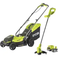 Ryobi Kombi-Set aus Akku-Rasenmäher ONE+ RLM1833BLT1825M und Akku-Trimmer