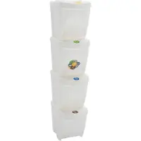 vidaXL Stapelbare Mülleimer 4 Stk. Weiß 100 L Polypropylen
