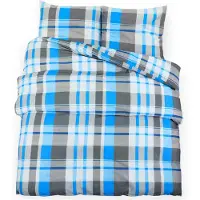 vidaXL Bettwäsche-Set Blau und Grau 200x200 cm Baumwolle