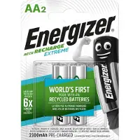Energizer Accu Recharge Extreme 2300 AA BP2, 2300 mAh, Nickel Metall-Hydrid, AA, 1,2 V, Silber, 2er Pack