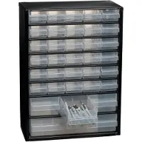 Raaco Kleinteilemagazin Breite 306 x Tiefe 150 x Höhe 420mm 34 Schubladen mit Aufhängeloch Stahlgehäuse / PP - 132091 CABINET C 34