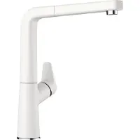 BLANCO AVONA-S, Messing SILGRANIT-Look, silgranitweiß, Hochdruck, Standard, Chrom, Weiß, Messing, Hebelgriffe, Einzelbild, Typ L
