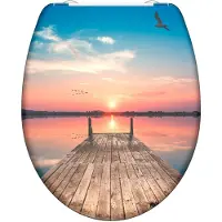 Schutte WC-Sitz SCHÜTTE "SUNSET SKY", bunt, B:37,5cm H:5,5cm L:45,3cm, Duroplast, WC-Sitze, WC-Sitz, bruchsicher und kratzfest, Absenkautomatik, Standardmaß