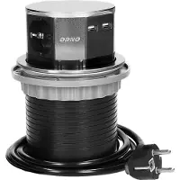 ORNO Unterputzsteckdose 3x250V mit USB-Ladegerät 1,5m INOX OR-AE-1381(GS) Schuko