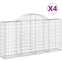 vidaXL Gabionen mit Hochbogen 4 Stk. 200x30x100/120cm Verzinktes Eisen