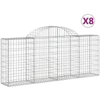 vidaXL Gabionen mit Hochbogen 8 Stk. 200x30x80/100 cm Verzinktes Eisen