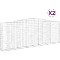 vidaXL Gabionen mit Hochbogen 2 Stk. 400x30x140/160cm Verzinktes Eisen