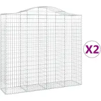 vidaXL Gabionen mit Hochbogen 2 Stk. 200x50x180/200cm Verzinktes Eisen