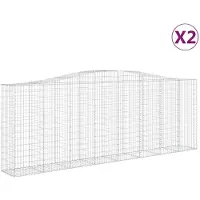 vidaXL Gabionen mit Hochbogen 2 Stk. 400x50x140/160cm Verzinktes Eisen