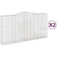 vidaXL Gabionen mit Hochbogen 2 Stk. 400x50x200/220cm Verzinktes Eisen