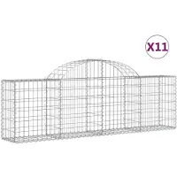 vidaXL Gabionen mit Hochbogen 11 Stk. 200x30x60/80 cm Verzinktes Eisen