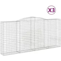 vidaXL Gabionen mit Hochbogen 3 Stk. 400x50x180/200cm Verzinktes Eisen