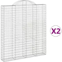 vidaXL Gabionen mit Hochbogen 2 Stk. 200x30x220/240cm Verzinktes Eisen