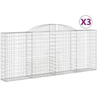 vidaXL Gabionen mit Hochbogen 3 Stk. 300x30x120/140cm Verzinktes Eisen