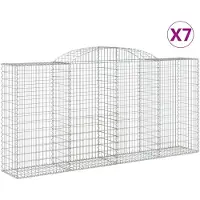 vidaXL Gabionen mit Hochbogen 7 Stk. 300x50x140/160cm Verzinktes Eisen