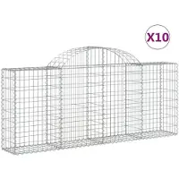 vidaXL Gabionen mit Hochbogen 10 Stk. 200x30x80/100cm Verzinktes Eisen