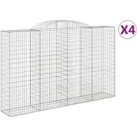 vidaXL Gabionen mit Hochbogen 4 Stk. 300x50x180/200cm Verzinktes Eisen