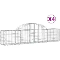 vidaXL Gabionen mit Hochbogen 4 Stk. 200x30x40/60 cm Verzinktes Eisen