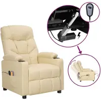 vidaXL Massagesessel Elektrisch Creme Stoff