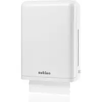 Wepa Satino Falthandtuchspender large, PT3-kompatibel, Individuell einstellbare Blattbreite-/tiefe, Für alle Falzarten geeignet, Farbe: weiß, Maße: 32,7 x 44 x 15,1 cm