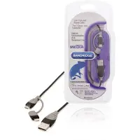 Nedis Bandridge BBM39400B10 2-in-1 Daten und Ladekabel Usb Micro-b Male + Lightning Adapter - A Male 1.00 M Schwarz