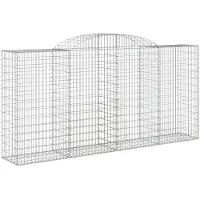 vidaXL Gabione mit Hochbogen 300x50x140/160 cm Verzinktes Eisen