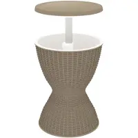 vidaXL 3 in 1 Tisch mit Eiskühler Hellbraun Polypropylen - Tisch Mit Eiskühler - Tische Mit Eiskühler - Tisch Mit Kühlfunktion - Tisch Mit Getränkekühler