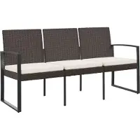 vidaXL Gartenbank 3-Sitzer mit Kissen Braun PP-Rattan
