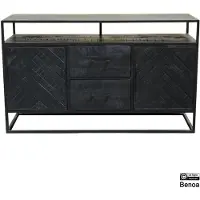 Benoa Sideboard Jax aus Metall und Mangoholz 150cm - Schwarz