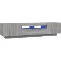 vidaXL 2-tlg. TV-Schrank-Set LED-Leuchten Grau Sonoma Holzwerkstoff