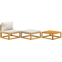 vidaXL 3-tlg. Garten-Lounge-Set mit Kissen Massivholz Akazie