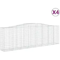 vidaXL Gabionen mit Hochbogen 4 Stk. 400x50x120/140cm Verzinktes Eisen