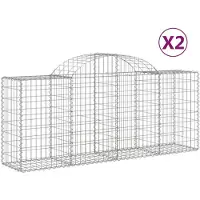 vidaXL Gabionen mit Hochbogen 2 Stk. 200x50x80/100 cm Verzinktes Eisen