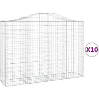 vidaXL Gabionen mit Hochbogen 10Stk. 200x50x140/160cm Verzinktes Eisen