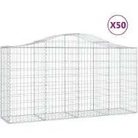 vidaXL Gabionen mit Hochbogen 50 Stk 200x50x100/120cm Verzinktes Eisen