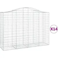 vidaXL Gabionen mit Hochbogen 14Stk. 200x50x140/160cm Verzinktes Eisen
