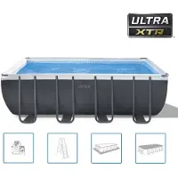 Intex 26356GN, Gerahmter Pool, Erwachsener & Kind, Leiter, Grau, 129,4 kg