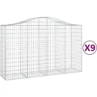 vidaXL Gabionen mit Hochbogen 9 Stk. 200x50x120/140cm Verzinktes Eisen