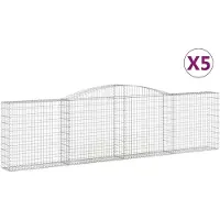 vidaXL Gabionen mit Hochbogen 5 Stk. 400x30x100/120cm Verzinktes Eisen