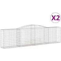 vidaXL Gabionen mit Hochbogen 2 Stk. 400x50x100/120cm Verzinktes Eisen