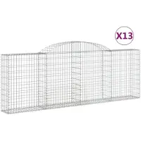 vidaXL Gabionen mit Hochbogen 13 Stk 300x30x100/120cm Verzinktes Eisen